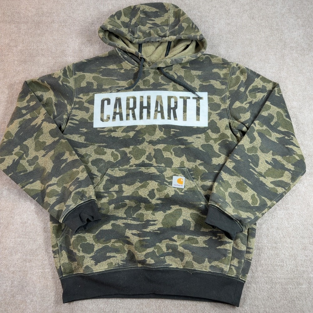 Carhartt Camouflage Hoodie Men's Sz S Spellout Logo